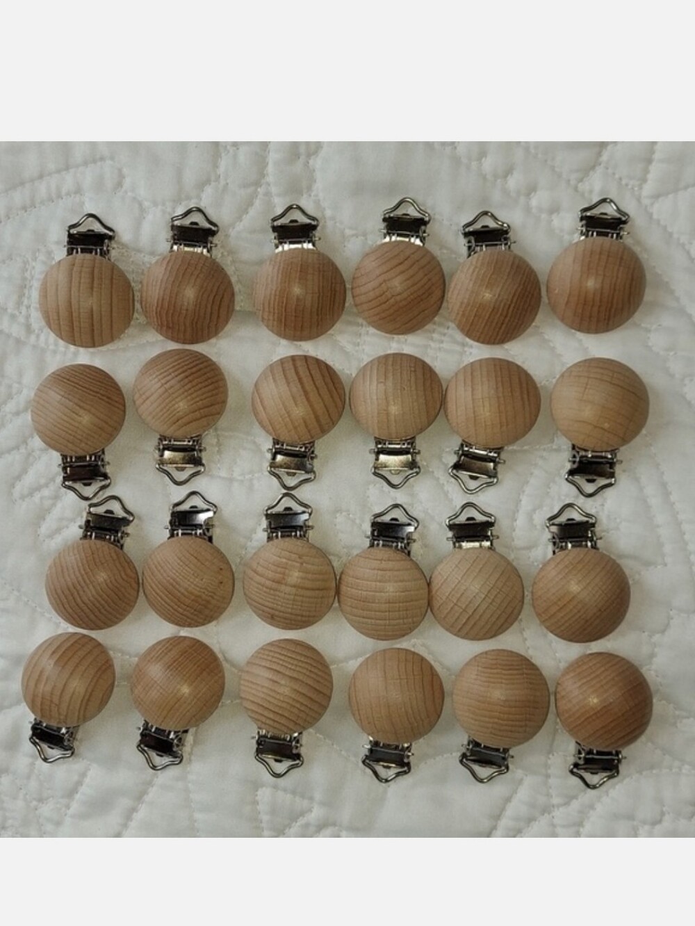 🆕 Natural Beech Wood Baby Clips Suspender Clips Toy Clips DIY Clips 24 Set NEW▪